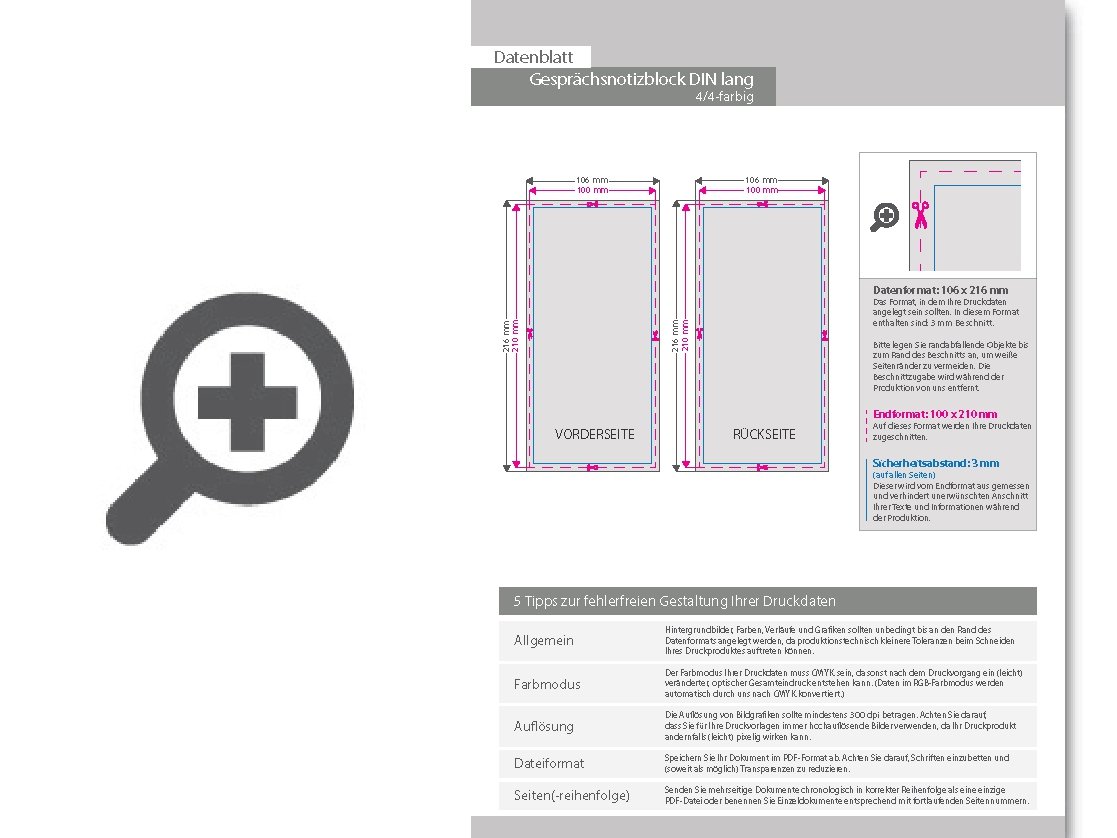 Product Bild gespr__chsnotizblock__din_lang__25_blatt__4_4_farbig_beidseitig_bedruckt