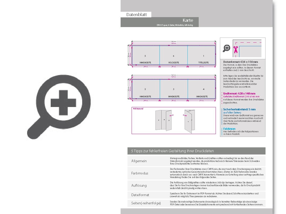 Product Bild einladungskarte__gefalzt_auf_din_a5_quer__vertikaler_wickelfalz__6-seitig